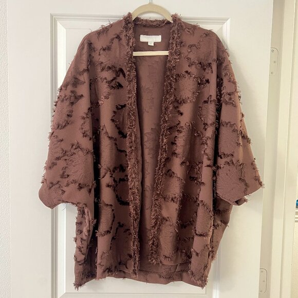 Zara Sweaters - Zara Chocolate Brown Wrap Kimono Jacket Cardigan Short Sleeve